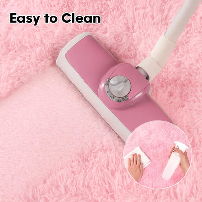 Pink Fluffy Shag Area Rug, Non-Slip Thick Soft Carpet for Home