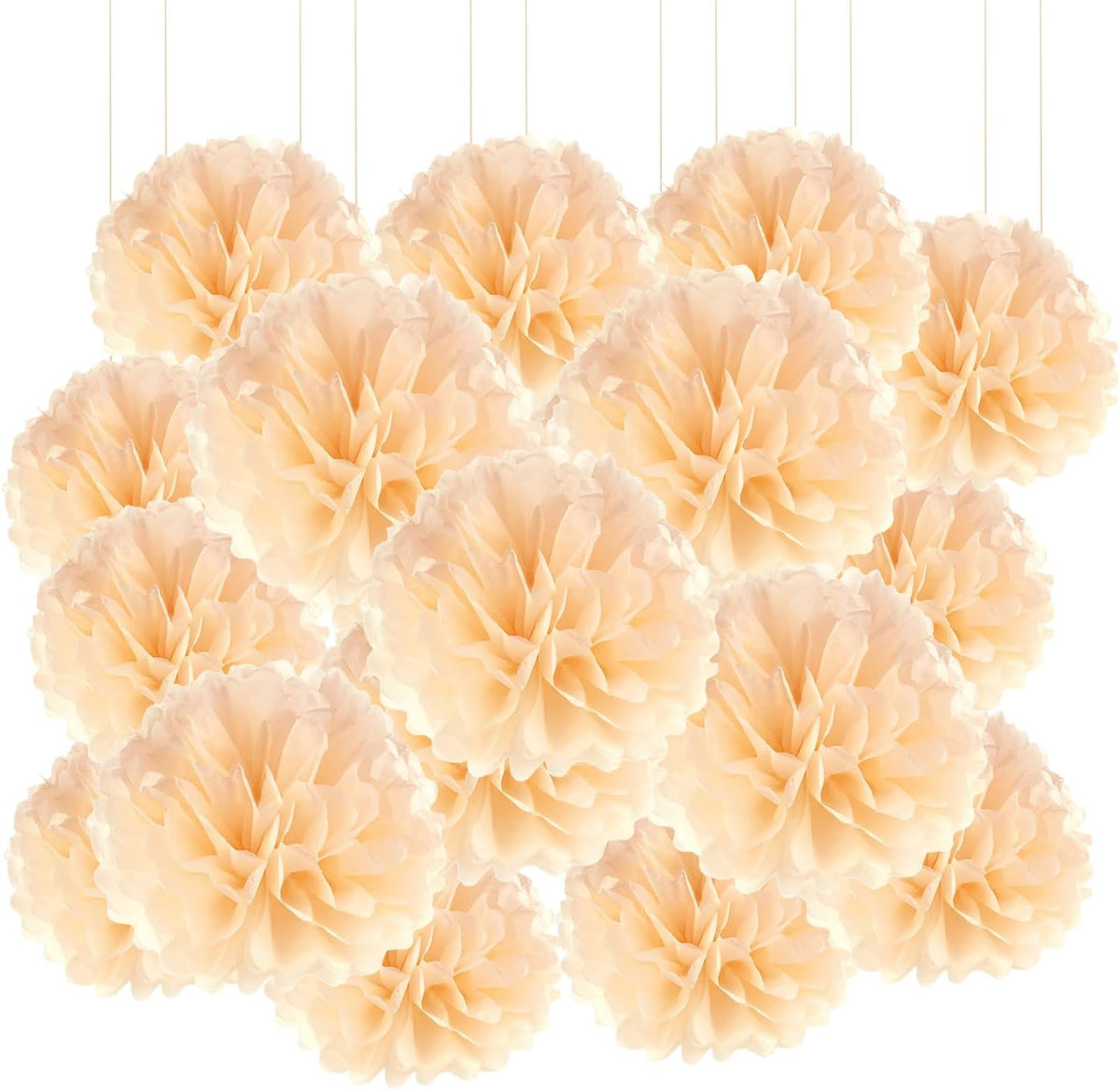 20pcs Peach Paper Pom Poms Decorations, DIY Decorative Tissue Paper Pom-poms Flowers Ball for Party Wedding Outdoor Decoration