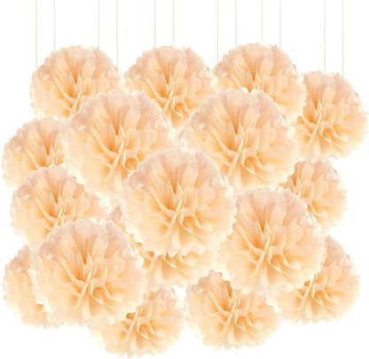 20pcs Peach Paper Pom Poms Decorations, DIY Decorative Tissue Paper Pom-poms Flowers Ball for Party Wedding Outdoor Decoration