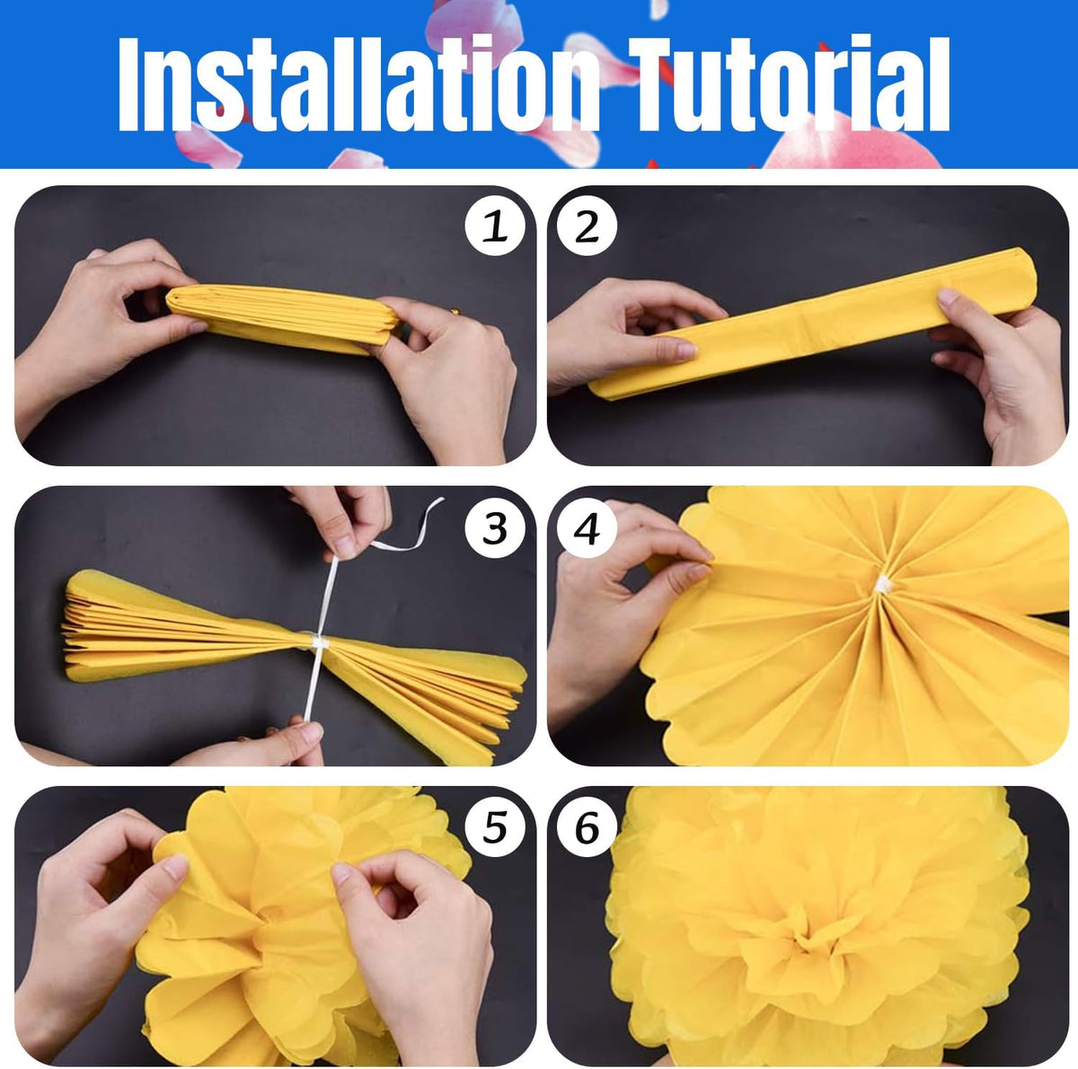 20pcs Peach Paper Pom Poms Decorations, DIY Decorative Tissue Paper Pom-poms Flowers Ball for Party Wedding Outdoor Decoration