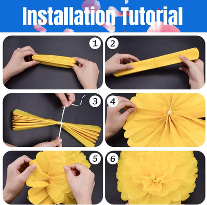 20pcs Peach Paper Pom Poms Decorations, DIY Decorative Tissue Paper Pom-poms Flowers Ball for Party Wedding Outdoor Decoration