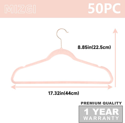 Velvet Hangers 50 Pack Non Slip Heavy Duty Blush Pink Rose Gold Hooks