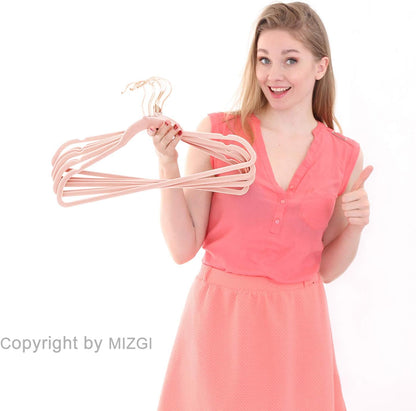 Velvet Hangers 50 Pack Non Slip Heavy Duty Blush Pink Rose Gold Hooks