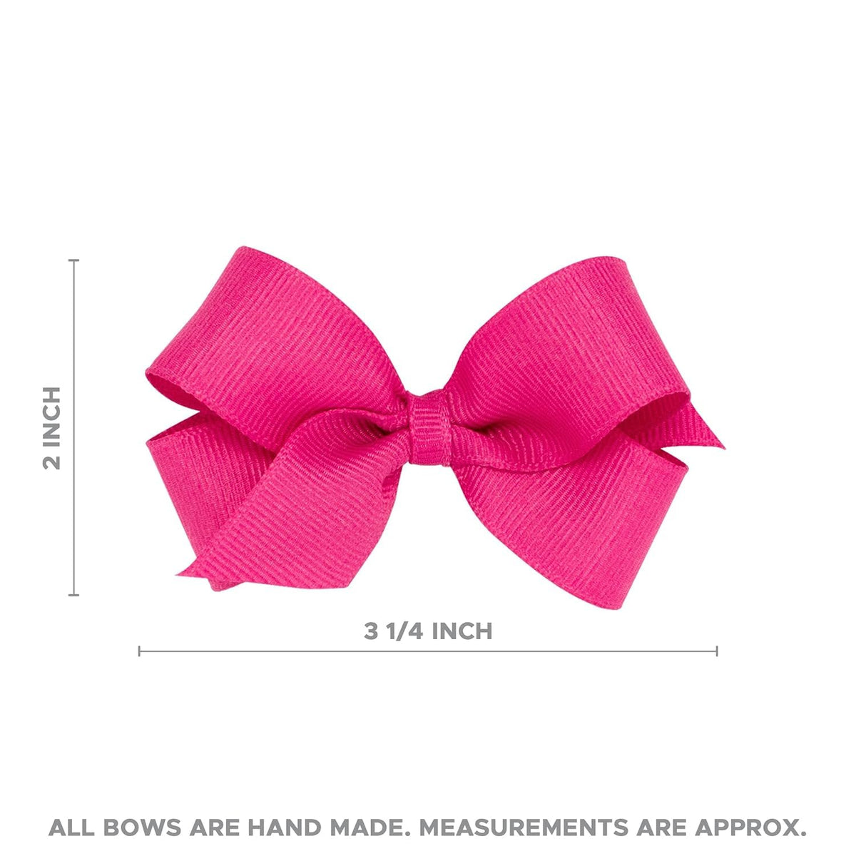Girls' Classic Grosgrain Moonstitch Edge Hair Bow, No-Slip Hair Clip, Handmade, Light Pink with White, Mini