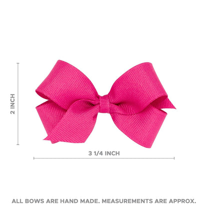 Girls' Classic Grosgrain Moonstitch Edge Hair Bow, No-Slip Hair Clip, Handmade, Light Pink with White, Mini