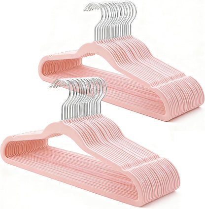 Pink Velvet Hangers 30 Pack, Adult Hangers Anti-Slip Slim Space Saving Hangers with 360° Swivel Hook, 17.5 Inch Clothes Hangers for Coats,Sweater,Jackets,Dresses, Shirts, Suits & T-Shirts