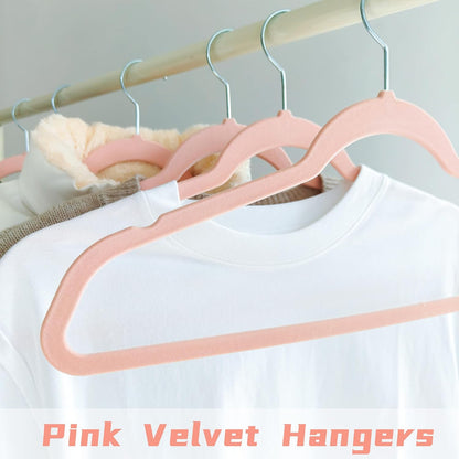 Pink Velvet Hangers 30 Pack, Adult Hangers Anti-Slip Slim Space Saving Hangers with 360° Swivel Hook, 17.5 Inch Clothes Hangers for Coats,Sweater,Jackets,Dresses, Shirts, Suits & T-Shirts