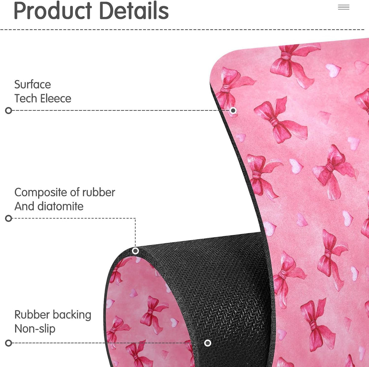 Light Pink Bows Hearts Valentines Faucet Drying mat Silicone Kitchen Faucet Mat Sink Splash Guard Drip Catcher Dish Soap Sponge Holder for Guard Bathroom Farmhouse S