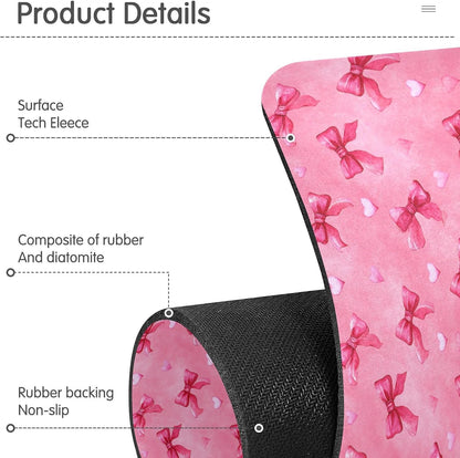 Light Pink Bows Hearts Valentines Faucet Drying mat Silicone Kitchen Faucet Mat Sink Splash Guard Drip Catcher Dish Soap Sponge Holder for Guard Bathroom Farmhouse S