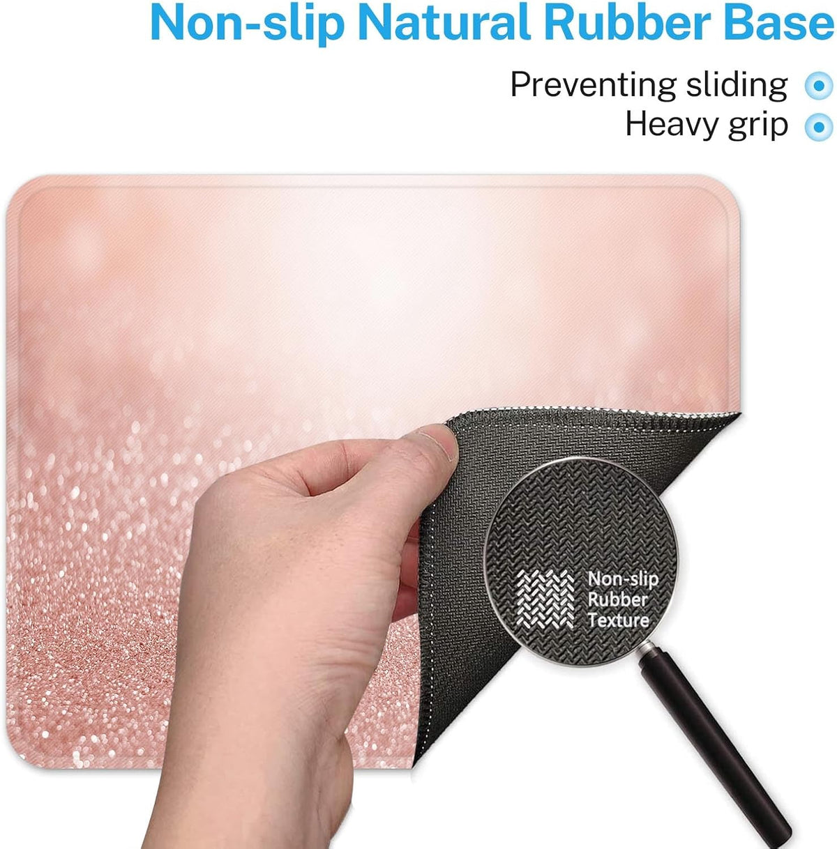 Mouse Pads, 9.5" x 7.9", for Laptop, Rose Gold Pink