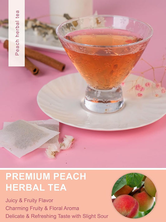 Peach Herbal Tea Bags, Fruity Rosehips with Tart Hibiscus & Soothing Chamomile, Fruity & Sweet Flavor, Caffeine Free, 50 Count