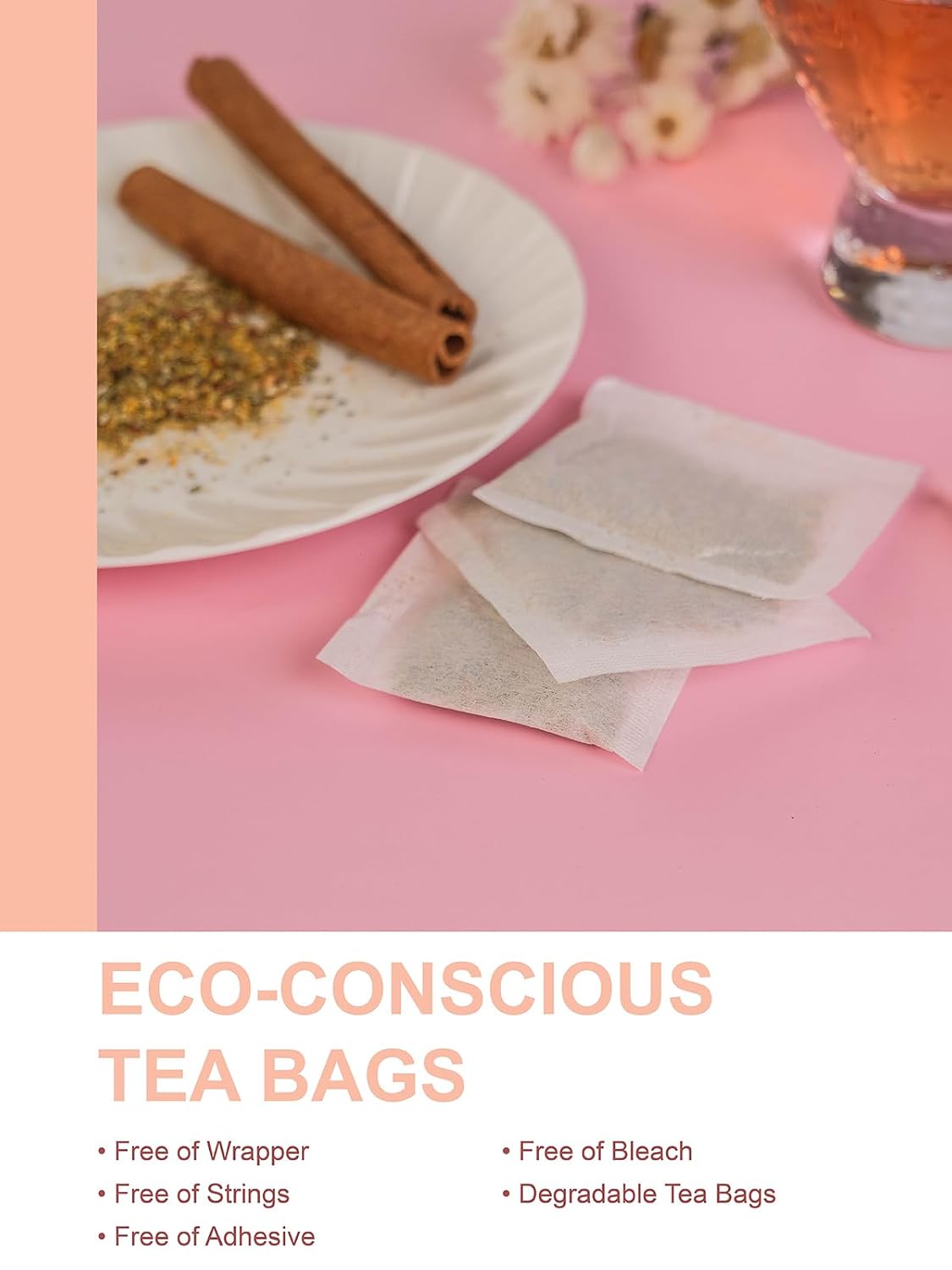 Peach Herbal Tea Bags, Fruity Rosehips with Tart Hibiscus & Soothing Chamomile, Fruity & Sweet Flavor, Caffeine Free, 50 Count