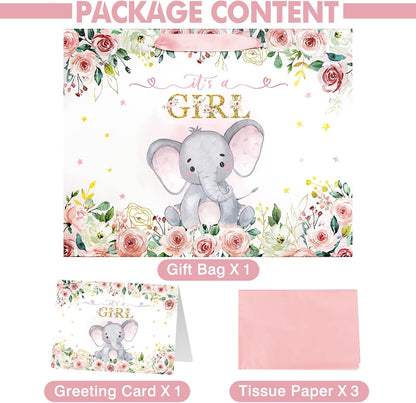 16.5 Inch Extra Large Baby Girl Gift Bag for Baby Shower