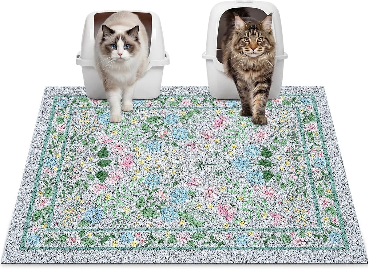 Cat Litter Mat, 33"x22" Non-Slip Washable Trapping Mat for Cats