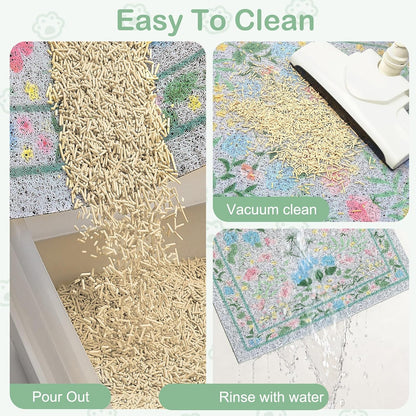 Cat Litter Mat, 33"x22" Non-Slip Washable Trapping Mat for Cats