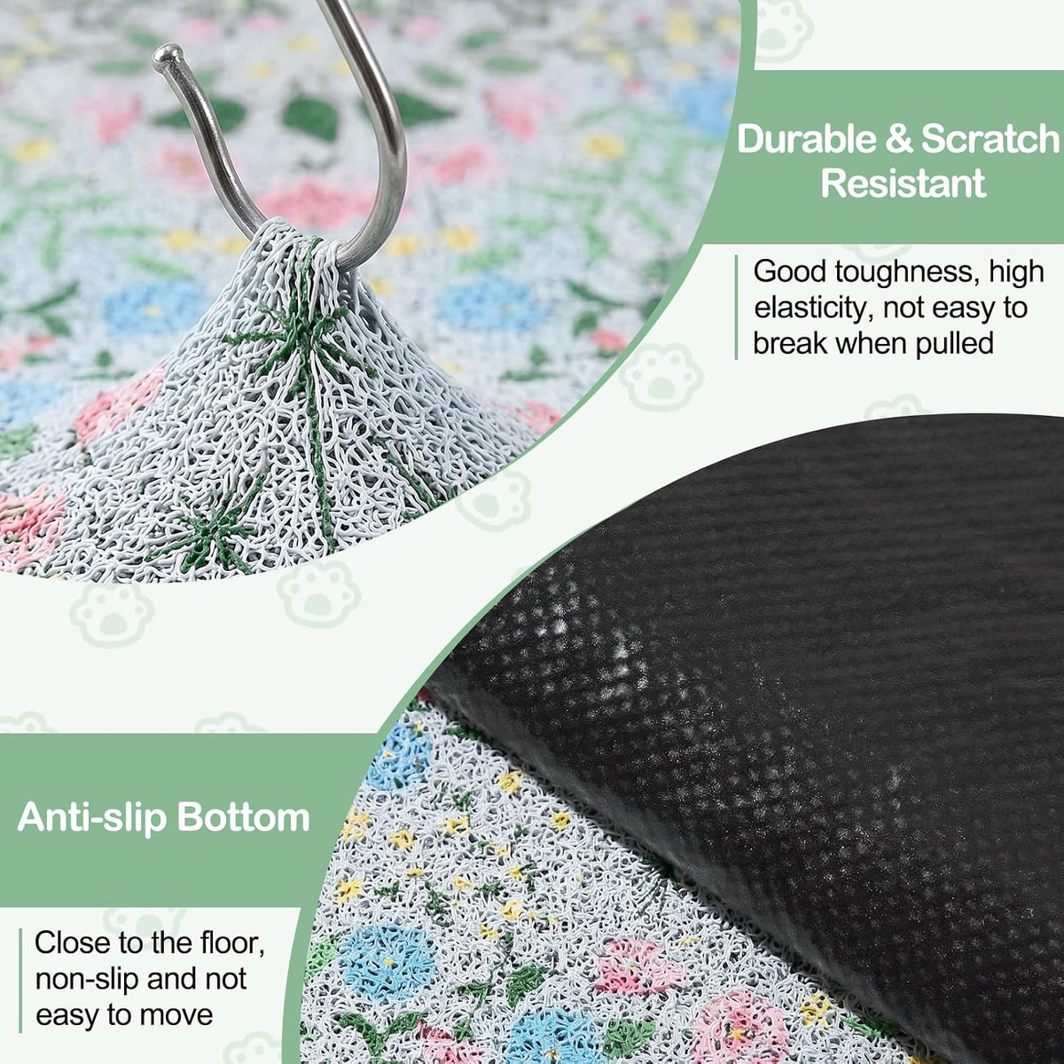 Cat Litter Mat, 33"x22" Non-Slip Washable Trapping Mat for Cats