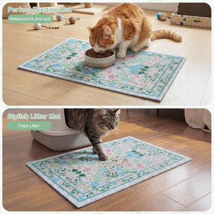 Cat Litter Mat, 33"x22" Non-Slip Washable Trapping Mat for Cats