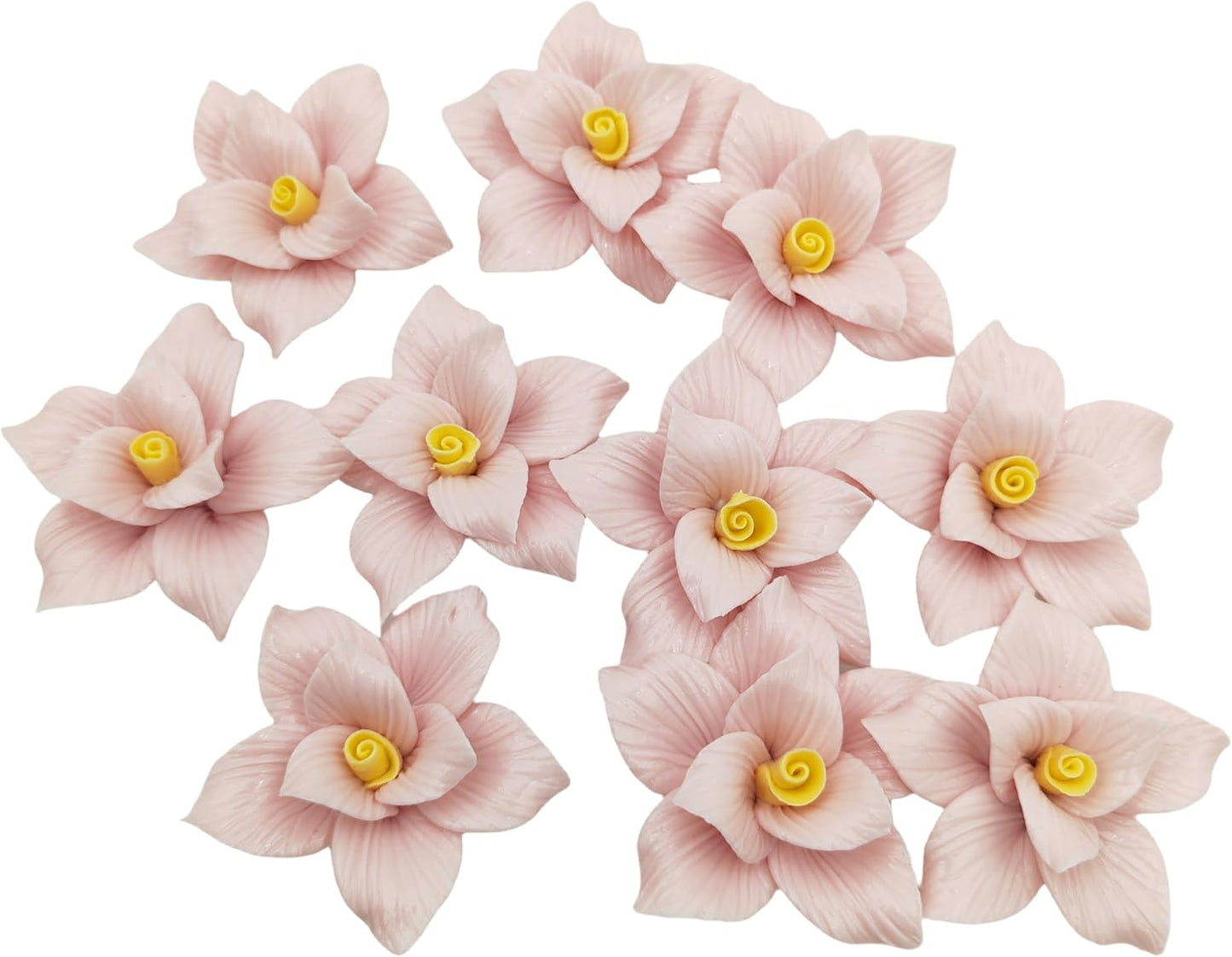 10 PCS 3D Flower Ceramic Tiles,1.6" Handmade Procelain Ceramic Flowers for Artwork,Fish Tank,Vases,Living Room, Dining Table,Office, Home Floral Decor (Double-Flowered Pink)