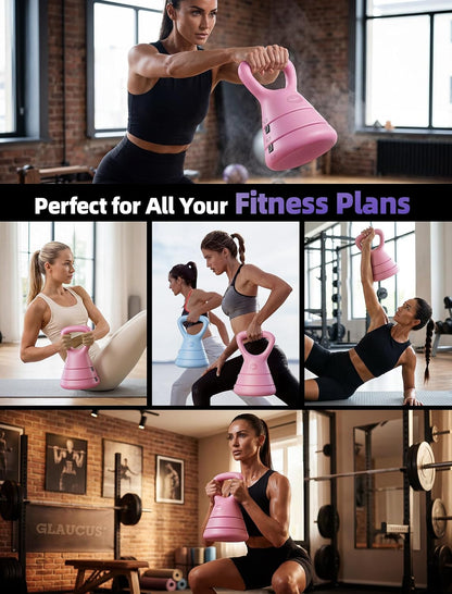 Adjustable Kettlebell, 5lb 9lb 15lb Kettlebell Weights Set, Ergonomic Design & Wide-Handle for Home Gym, Full-Body Workouts Strength Training and Weight Loss, Good for Men Women & Beginners