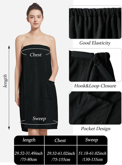 Women'S Soft Wrap Towel Full Length，Bath Robe After Shower Female Plush Long，Spa Bathrobes Lightweight With Pockets