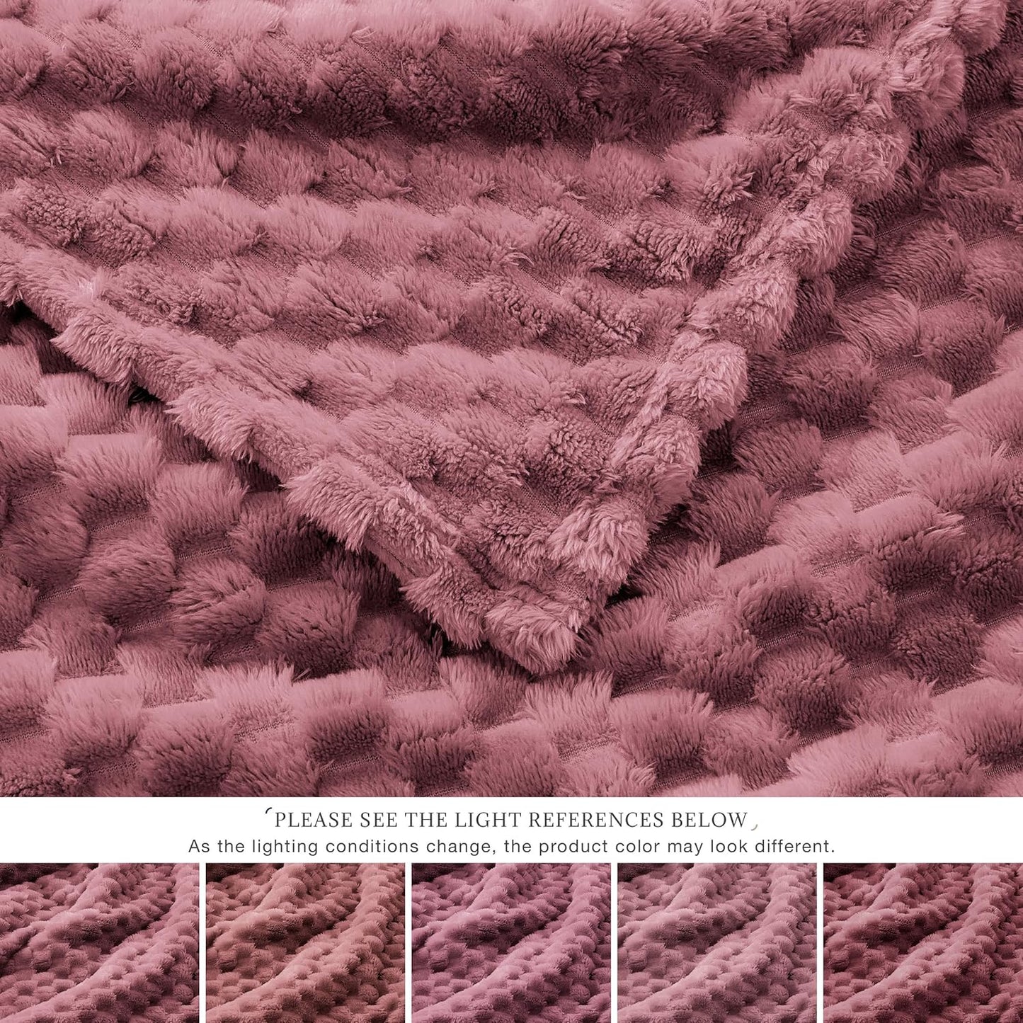 EXQ Home Gentle Soft Fleece Throw Blanket – Cozy Lightweight 3D Imitation Turtle Shell Jacquard Blanket for Couch Bed – All-Season Warm Fuzzy Flannel Blanket for Women Mom Her Gift(60"x80",Dusty Pink)