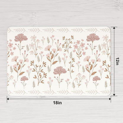 PU Leather Placemats Set of 6, 12"x18" Waterproof Table Mats, Blush