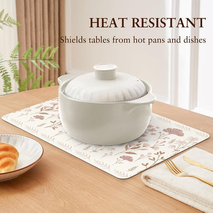 PU Leather Placemats Set of 6, 12"x18" Waterproof Table Mats, Blush