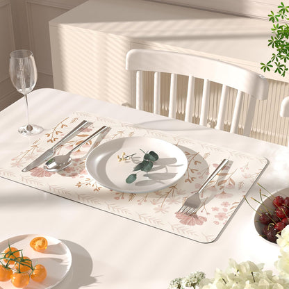 PU Leather Placemats Set of 6, 12"x18" Waterproof Table Mats, Blush