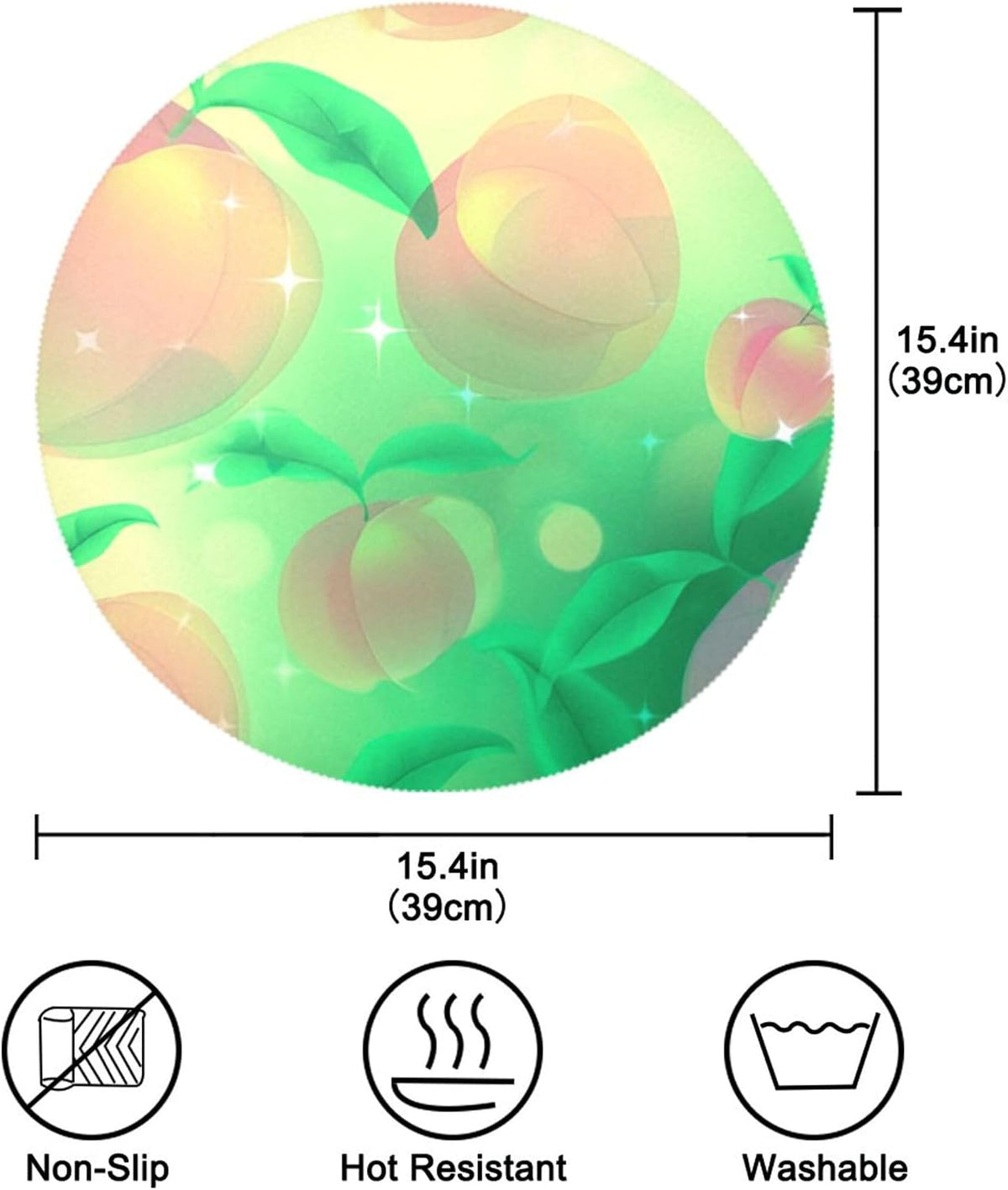 Round Placemats Set of 4 Gradient Transparent Peach Washable Non-Slip Heat Resistant Place Mats, 15.4” Dining Table Place Mats for Kitchen Holiday Party Decoration