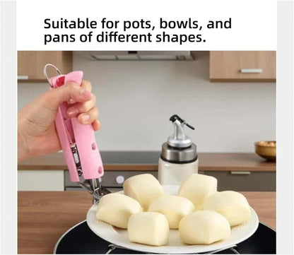 Upgraded Hot Plate Grabber with Silicone Handles Heat-Resistant Silicone Bowl Tongs for Hot Dishes - Non-Slip Stainless Steel Plate Lifter for Microwave/Oven (8-11 Inch, 8LBS) (Pink)