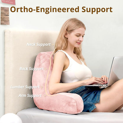 Reading Pillow for Bed, Back Pillow for Sitting Up, Peach Pink