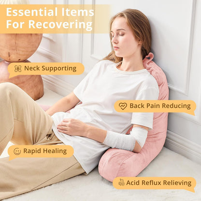 Reading Pillow for Bed, Back Pillow for Sitting Up, Peach Pink