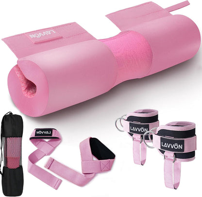 Barbell Squat Pad Set- Nylon Padding AntiSlip- Thick Foam Hip Thrusts Pads
