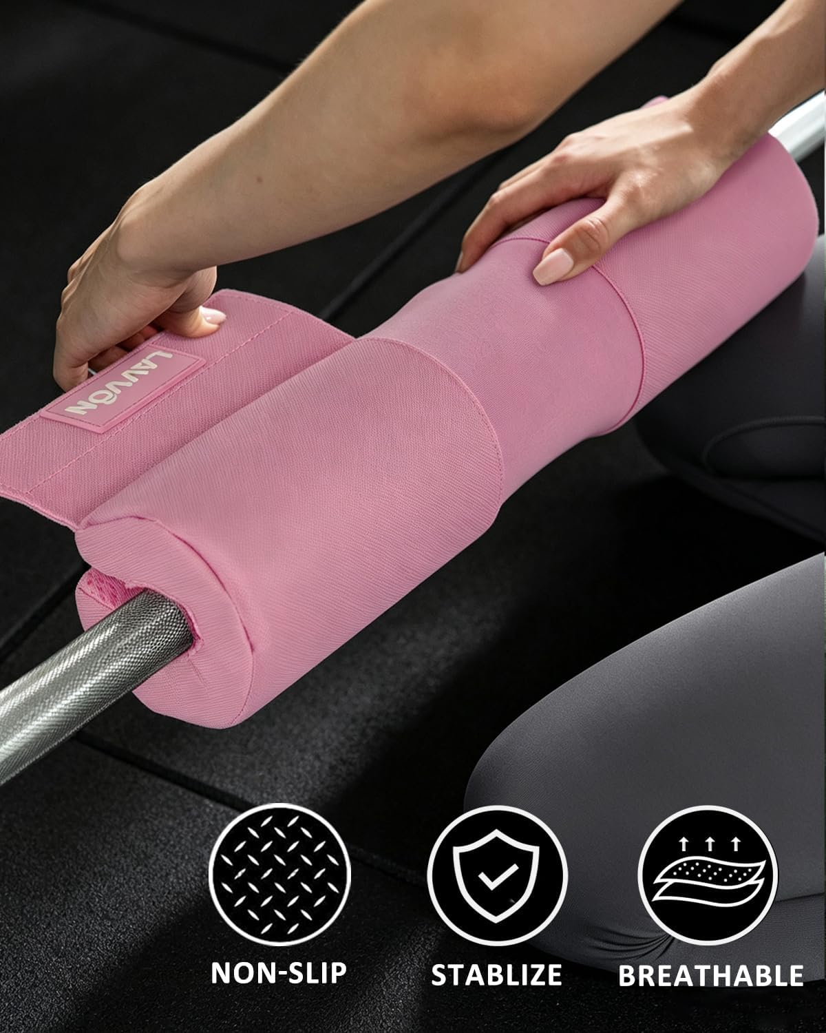 Barbell Squat Pad Set- Nylon Padding AntiSlip- Thick Foam Hip Thrusts Pads