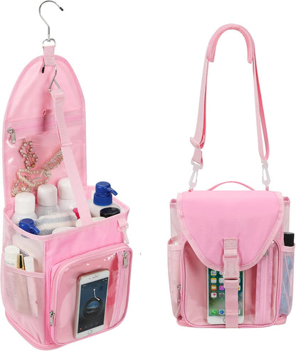 Shower Caddy Portable Mesh Shower Bag for College Dorm Room Essentials Pink