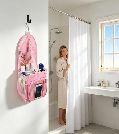 Shower Caddy Portable Mesh Shower Bag for College Dorm Room Essentials Pink