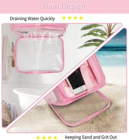 Shower Caddy Portable Mesh Shower Bag for College Dorm Room Essentials Pink