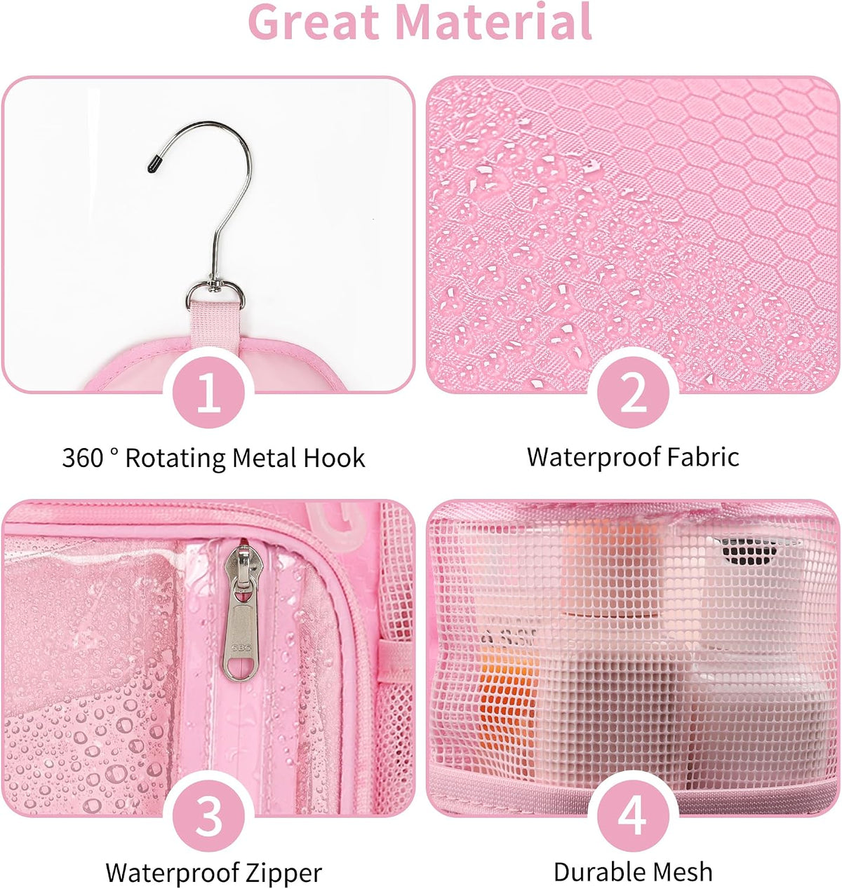 Shower Caddy Portable Mesh Shower Bag for College Dorm Room Essentials Pink