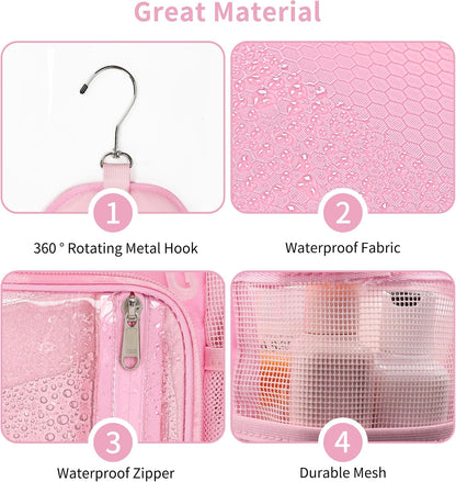 Shower Caddy Portable Mesh Shower Bag for College Dorm Room Essentials Pink