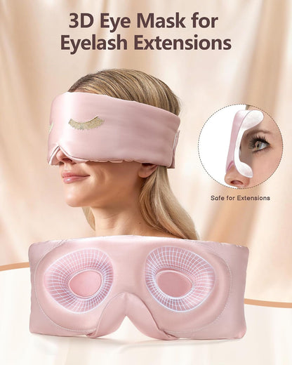 Luxury Pure 100% Silk Sleep Mask for Women, 3D Countourd Eye Mask