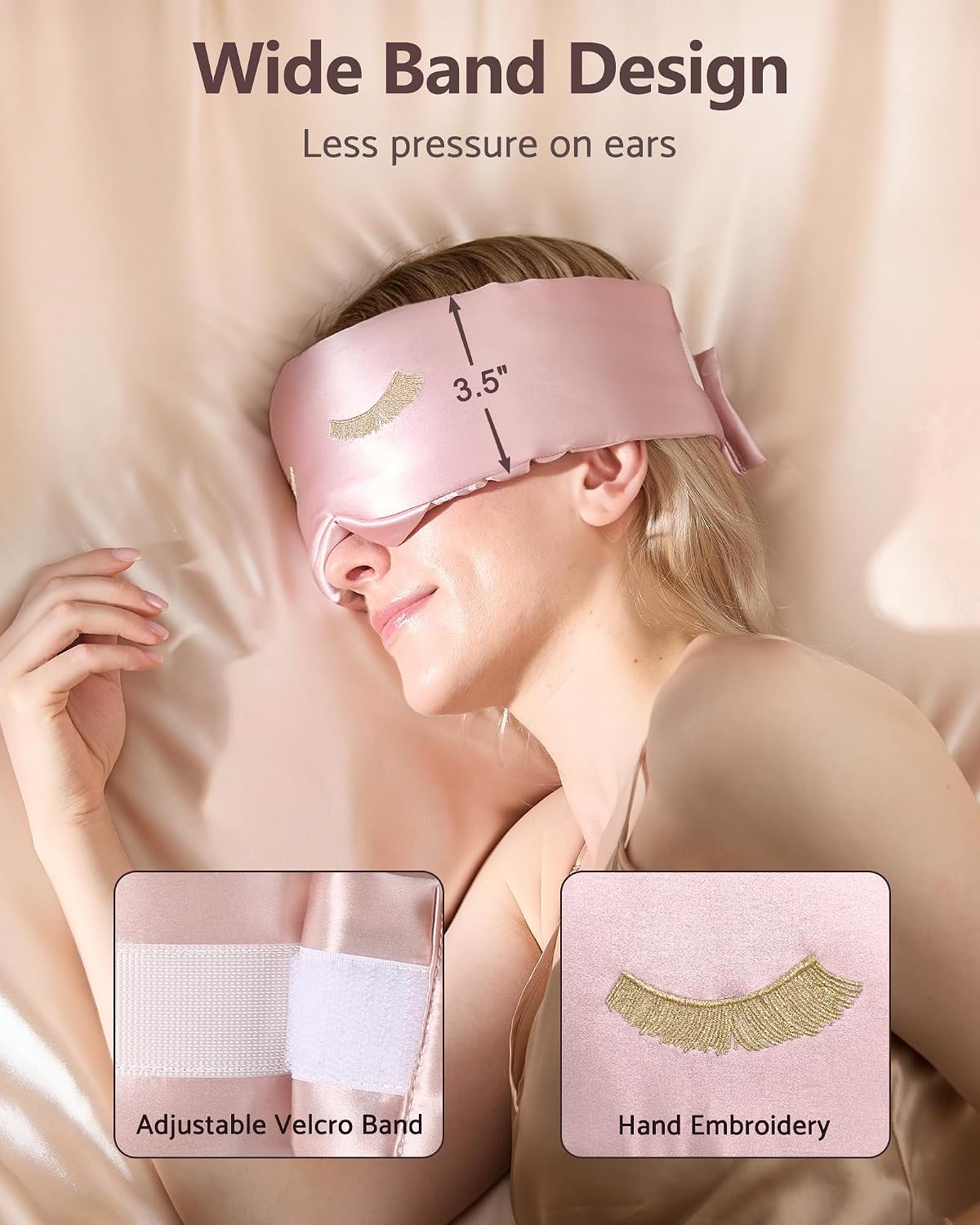 Luxury Pure 100% Silk Sleep Mask for Women, 3D Countourd Eye Mask