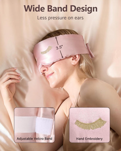 Luxury Pure 100% Silk Sleep Mask for Women, 3D Countourd Eye Mask