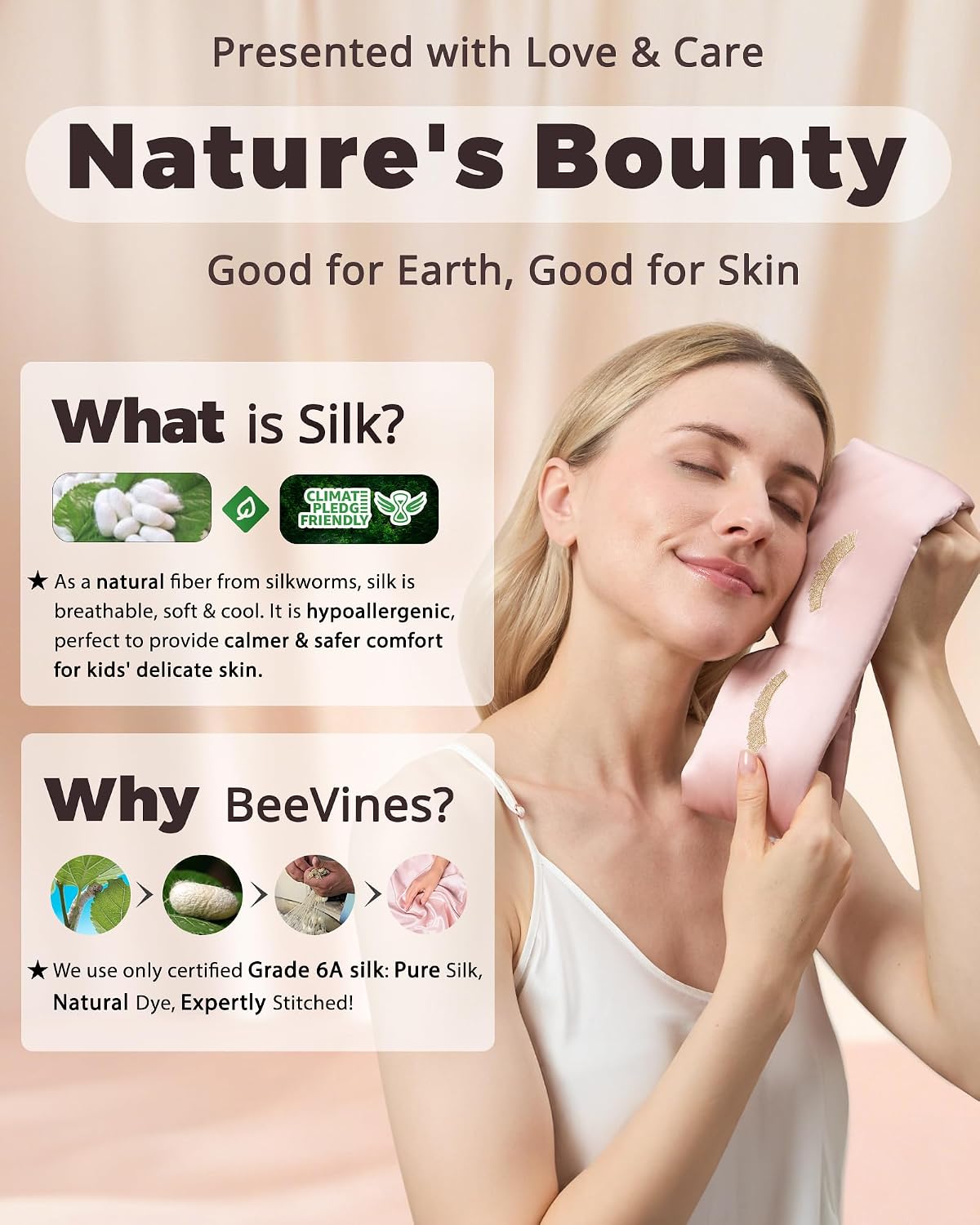 Luxury Pure 100% Silk Sleep Mask for Women, 3D Countourd Eye Mask