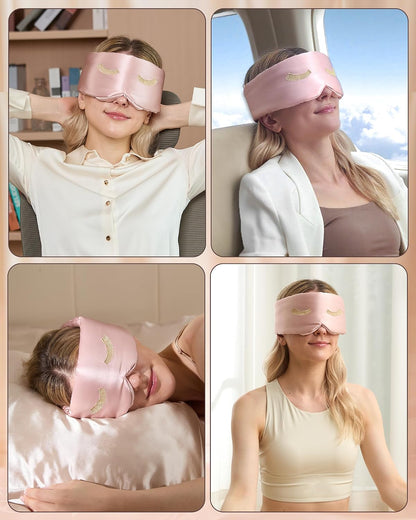 Luxury Pure 100% Silk Sleep Mask for Women, 3D Countourd Eye Mask