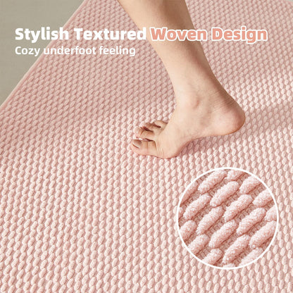Pink Bathroom Rugs Non Slip Washable, Super Absorbent Thin Bath Mat Small Quick Dry Low Pile Bathroom Rug, Pink 16"x24"