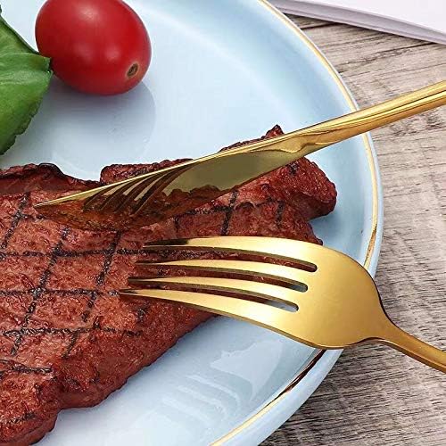 3 Piece Stainless Steel Utensils Include Spoon Knife Fork Chopsticks, Mirror Finished, Dishwasher Safe, three-piece set Travel Portable Stainless Steel Dinnerware (Golden pink)