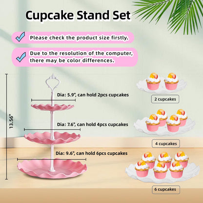 5 Pcs Cupcake Stand Set, Pink