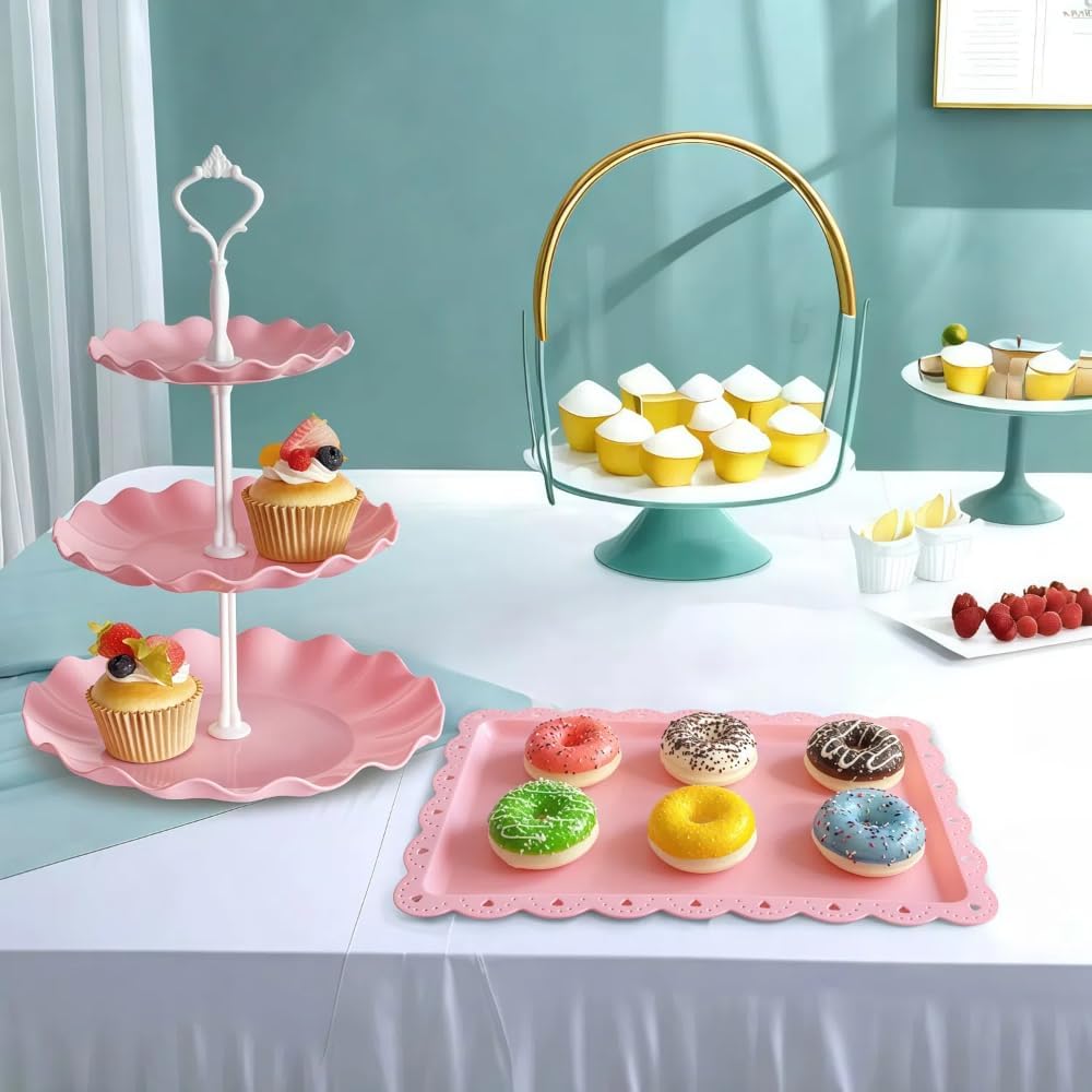 5 Pcs Cupcake Stand Set, Pink