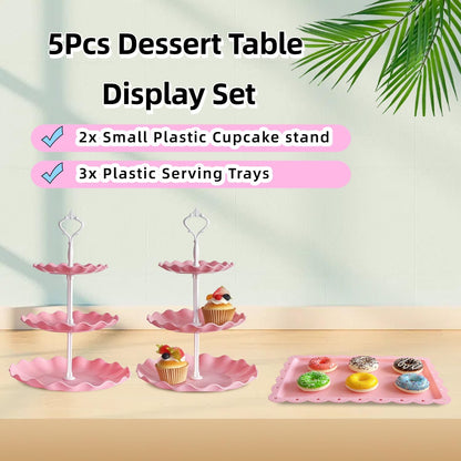 5 Pcs Cupcake Stand Set, Pink