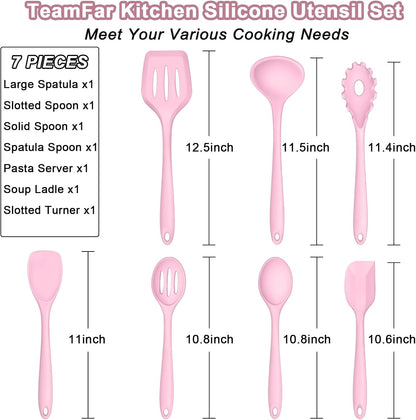 Silicone Cooking Utensil Set of 7, Kitchen Cooking Utensil Set